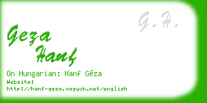 geza hanf business card